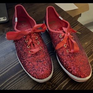 Kate Spade red glitter Keds size 10